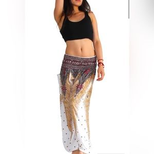 Bohemian Island White Peacock Hareem Pants one size fits most